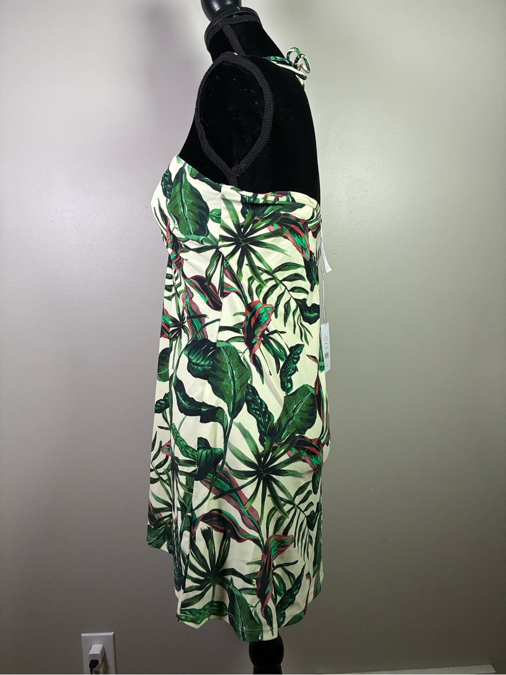 Andie Swim Waikiki Dress / Swim Cover Up Ivory Palm Tropical Print Medium - Picture 3 of 9